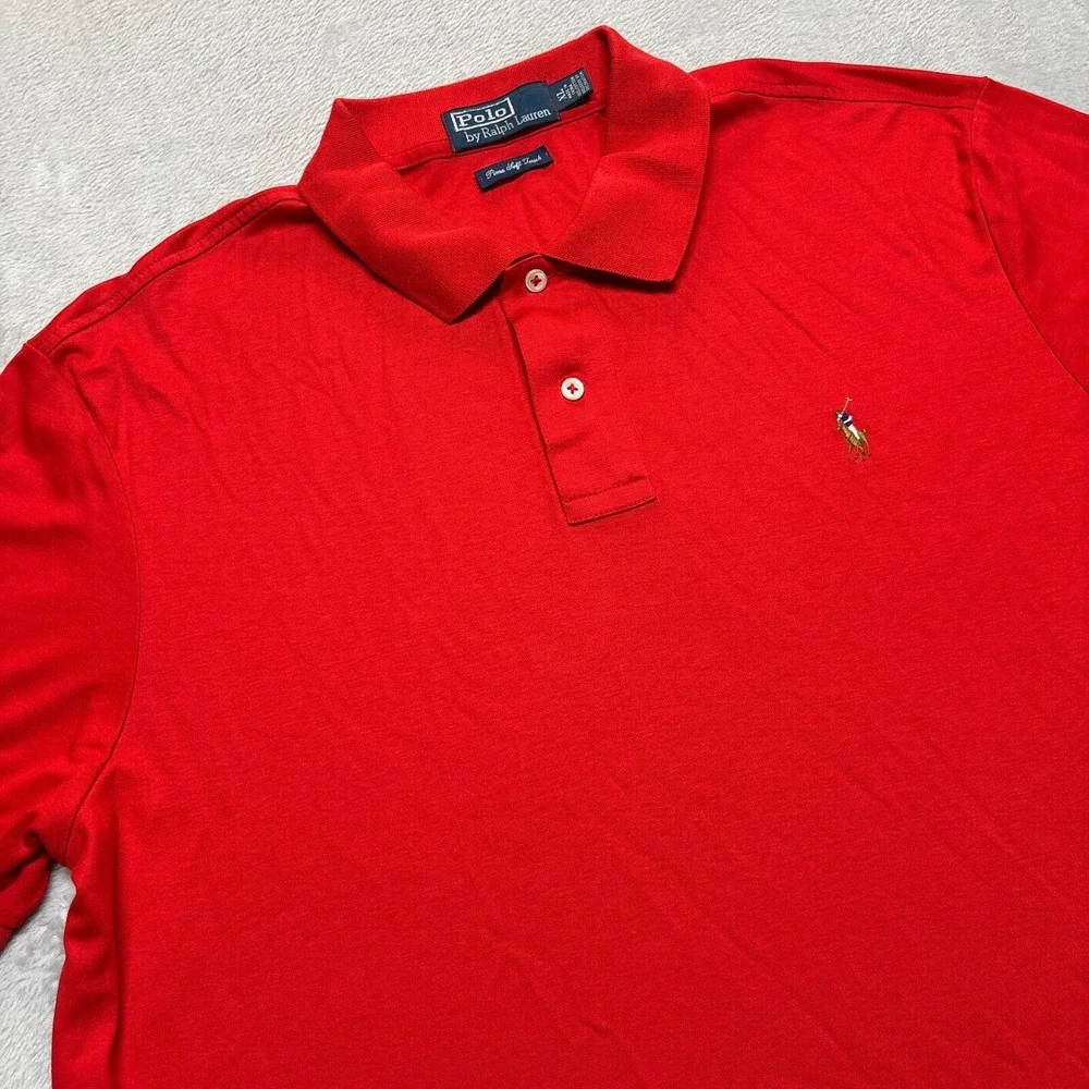 Polo Ralph Lauren Polo Shirt Men XL Pima Soft‎ Touch Green Striped Flesh Pony